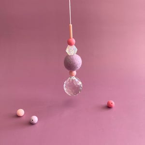Large suncatcher with felt ball and colorful silicone beads | stylish home accessory & gift idea with rainbow effect image 9