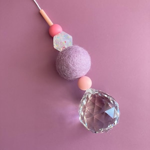Large suncatcher with felt ball and colorful silicone beads | stylish home accessory & gift idea with rainbow effect image 6
