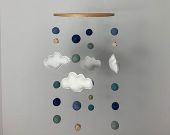 Mobile Baby Wolken blau mint Babymobile Mobile Kinderzimmer Dekoration Kinderbett Mobile Babybett Geschenk Schwangere Geschenk Geburt Junge