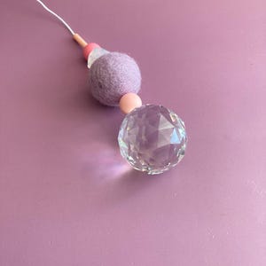 Large suncatcher with felt ball and colorful silicone beads | stylish home accessory & gift idea with rainbow effect image 5