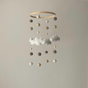 Handmade baby mobile with felt clouds in natural tones | lovely nursery decor & unique gift idea for a newborn image 7