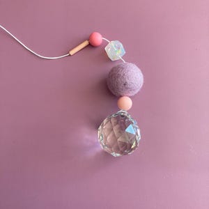 Large suncatcher with felt ball and colorful silicone beads | stylish home accessory & gift idea with rainbow effect image 3