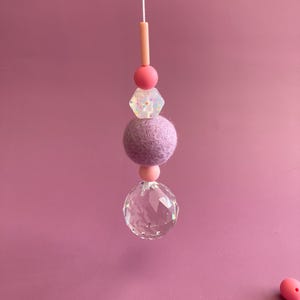 Large suncatcher with felt ball and colorful silicone beads | stylish home accessory & gift idea with rainbow effect image 4