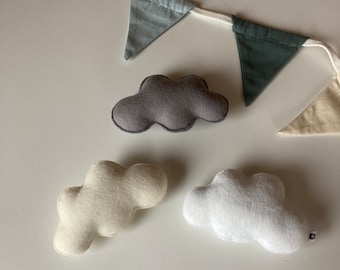 Filzwolken einzeln für DIY-Projekte | Wolken creme weiß grau | Dekoration Kinderzimmer | Wolkengirlande Wandbehang | Geschenk Weihnachten