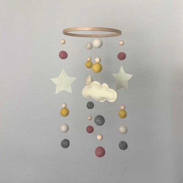 Mobile Wolken Sterne Babymobile Mobile Baby Kinderzimmer Dekoration Mobile Kinderbett Geschenk Baby Geschenk Schwangere Geschenk Geburt