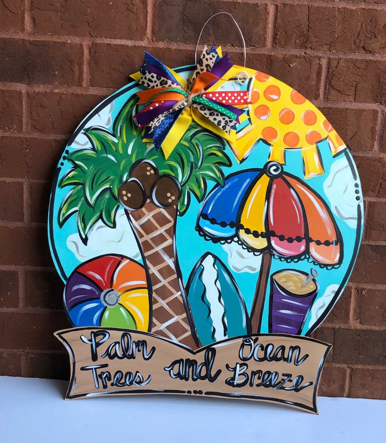 Beach Scene Door Hanger Ocean Waves Beach Days Sunshine Etsy
