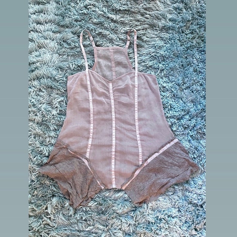 Gray Boho Sheer Slip w Jersey Trim