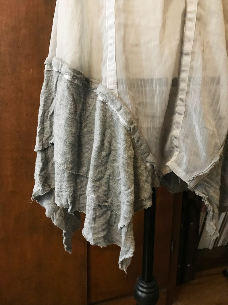 Gray Boho Sheer Slip w Jersey Trim