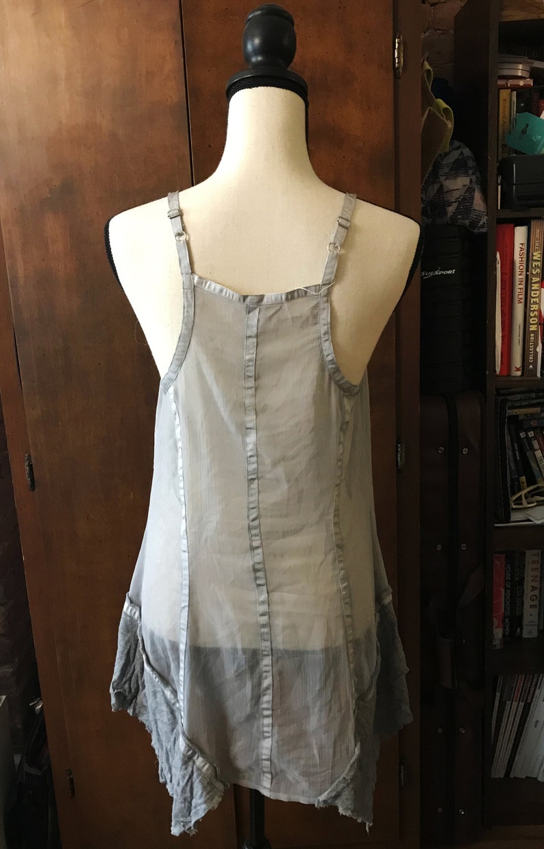Gray Boho Sheer Slip w Jersey Trim