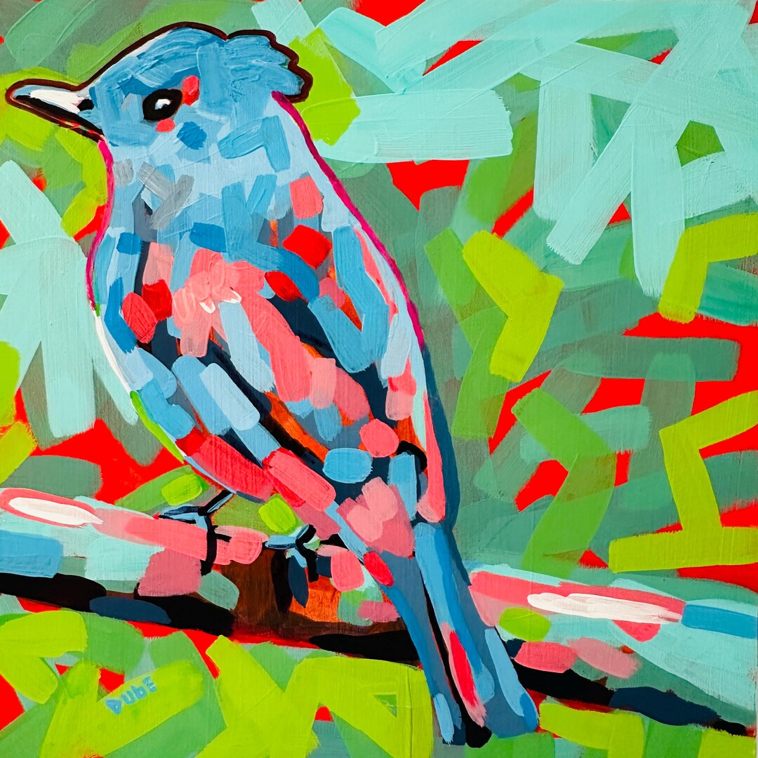Jeri Dube Bluebird Painting Modern Impressionism Collectible Abstract ...