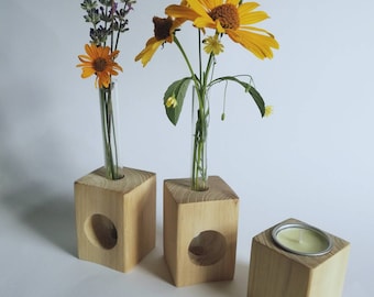 Set of 2 test tube vases & tea light holders