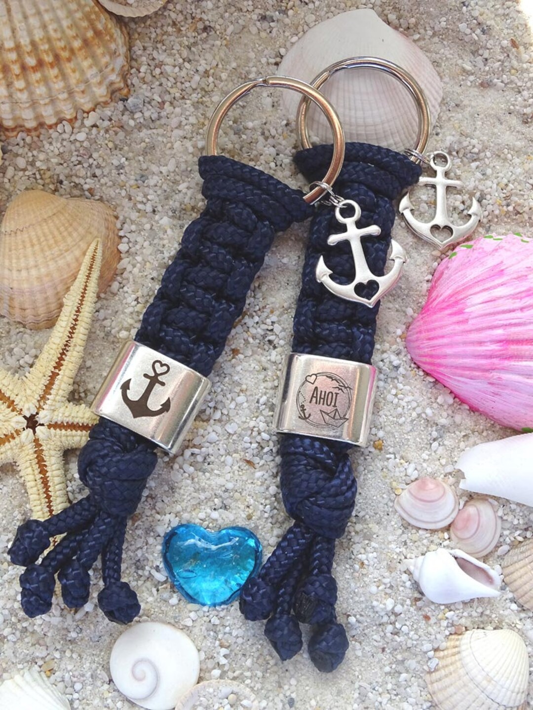 Keychain Made of Sailing Rope Compass ANKER Star AHOI Etsy