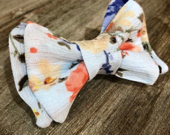Silky Pastel Floral Bowtie or Hair Bow