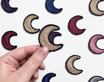 Moon patch - chainstitch embroidery iron-on patch