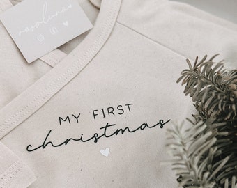 Baby wrap body my first Christmas | Organic cotton baby bodysuit