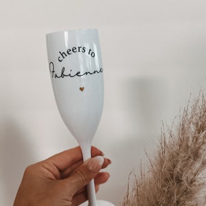 champagne glass personalized white plastic image 1