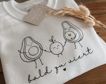 Kinder PULLOVER Weiß "bald zu viert"