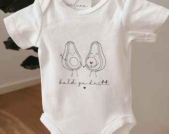 Baby bodysuit "soon to be three"