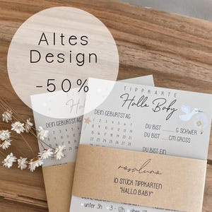 Altes Design ++ Baby Tippkarten Babyshower Spiel im Set