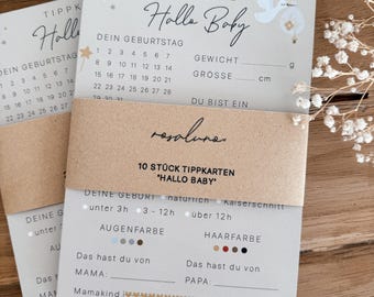 Baby Tippkarten Babyshower Spiel im Set