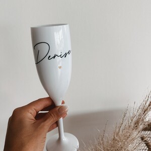 champagne glass personalized white plastic image 2