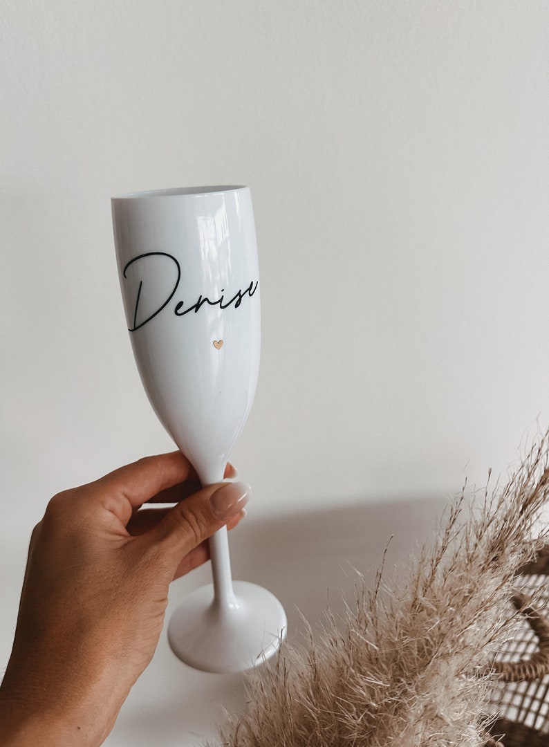 champagne glass personalized white plastic image 2