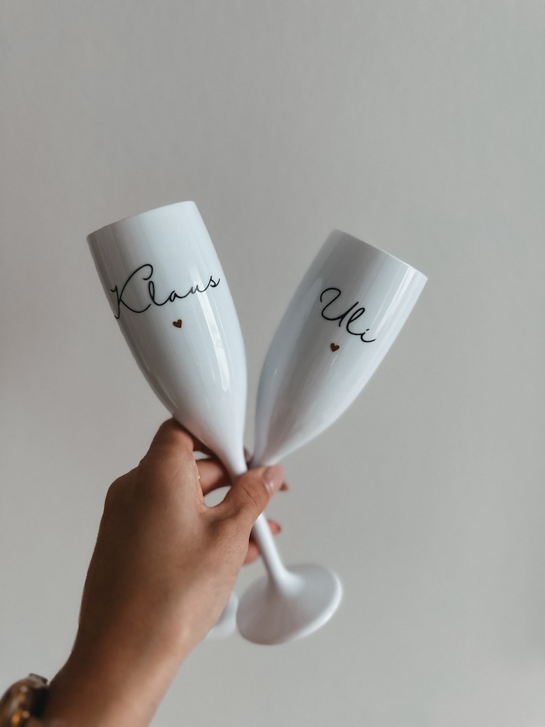 champagne glass personalized white plastic image 6