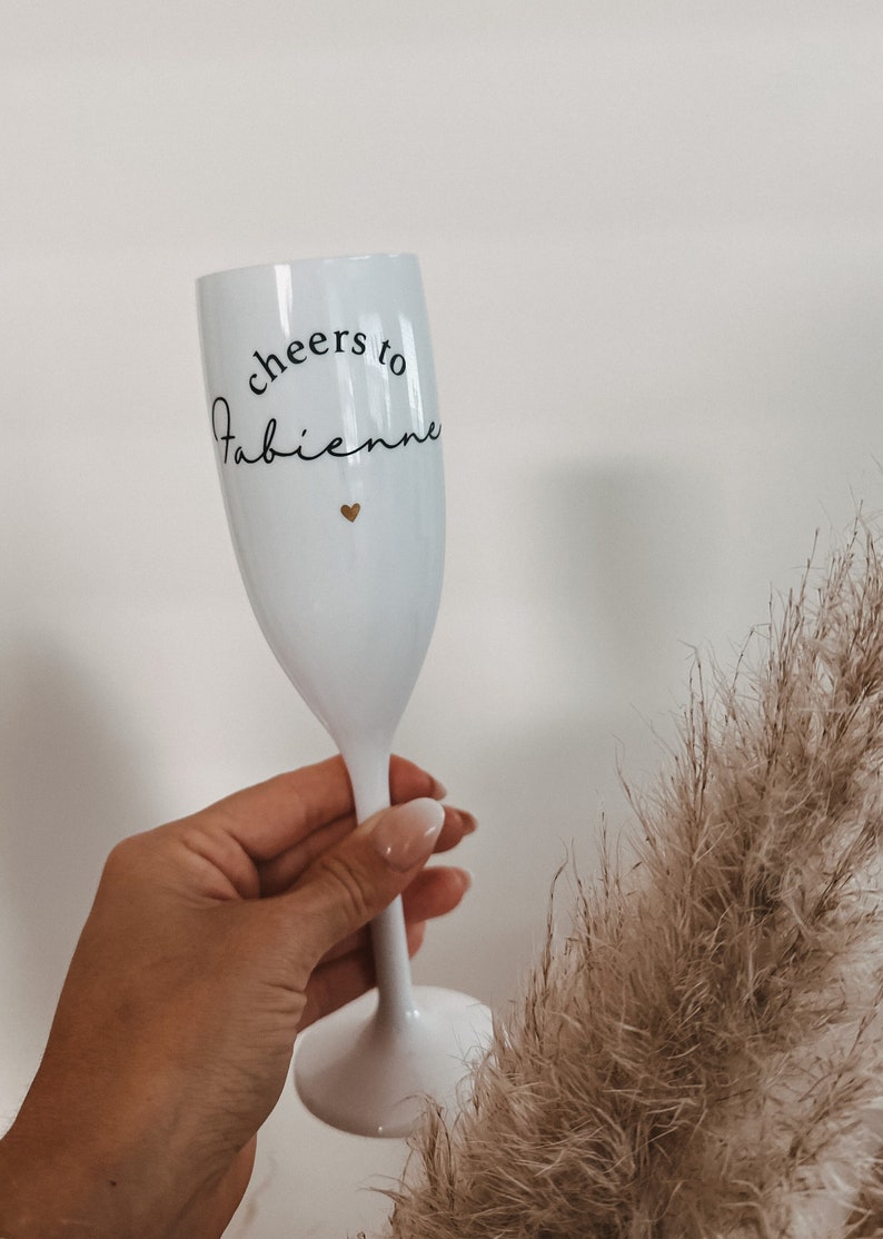 champagne glass personalized white plastic image 1