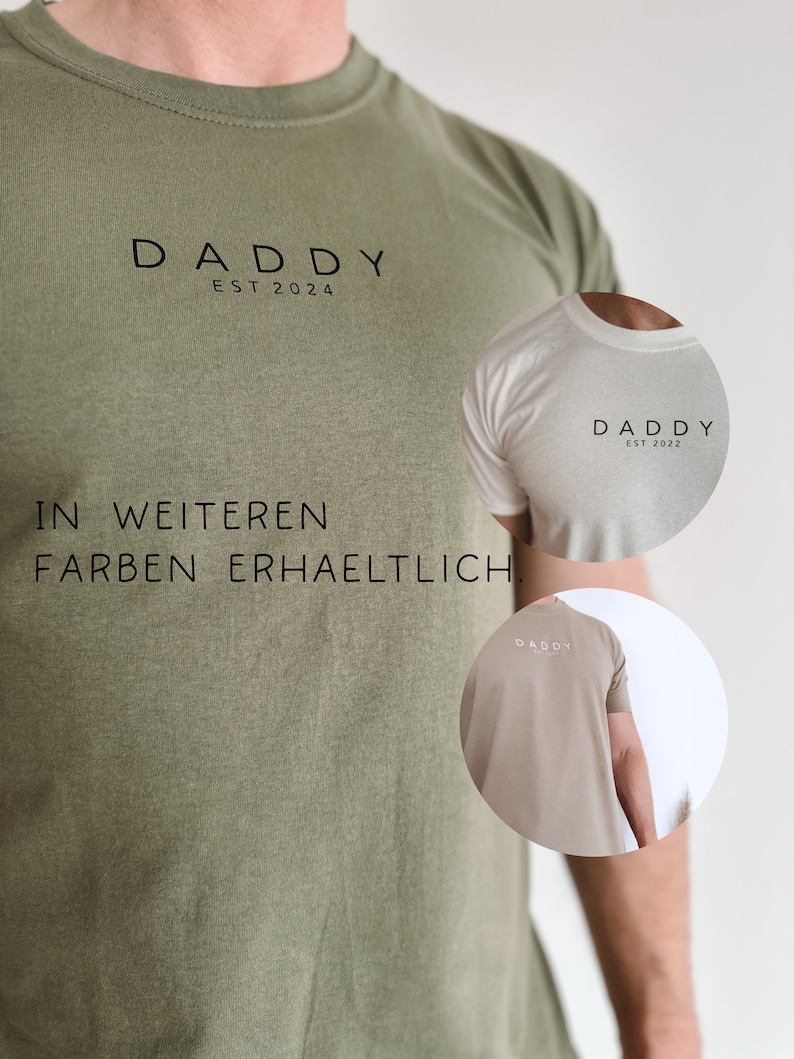 DADDY Shirt personalized with year olive green, size S image 3