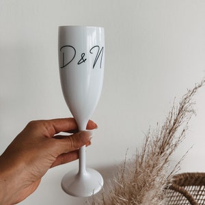 champagne glass personalized white plastic image 4