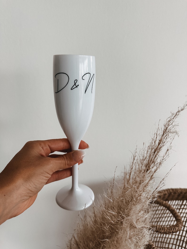champagne glass personalized white plastic image 4