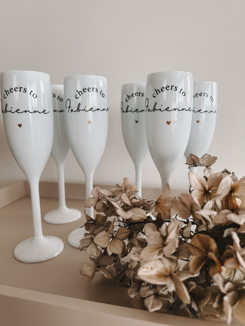 champagne glass personalized white plastic image 3