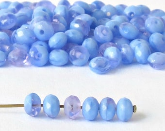 80 o 400 pezzi minuscole perline ceche Rondelle Firepolish blu viola - perline sfaccettate in vetro da 3 mm x 5 mm