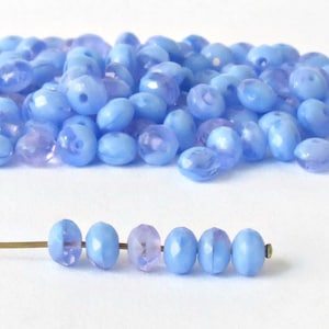 80 or 400pcs Tiny Blue Purple Firepolish Czech Rondelle Beads  -  3mm X 5mm Glass Faceted Beads