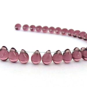 50 or 200pcs Small Amethyst Purple Czech Glass Teardrop Beads for Jewelry Making 5mm X 7mm