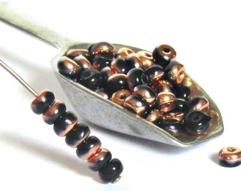 4mm Half-coated Bronze Jet Black Czech Glass Rondelle Beads, 120 or 600 pcs Glass Spacer Beads