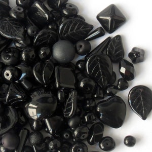 40 gr (about 1 1/5 oz) Czech Glass Bead Mix, Black