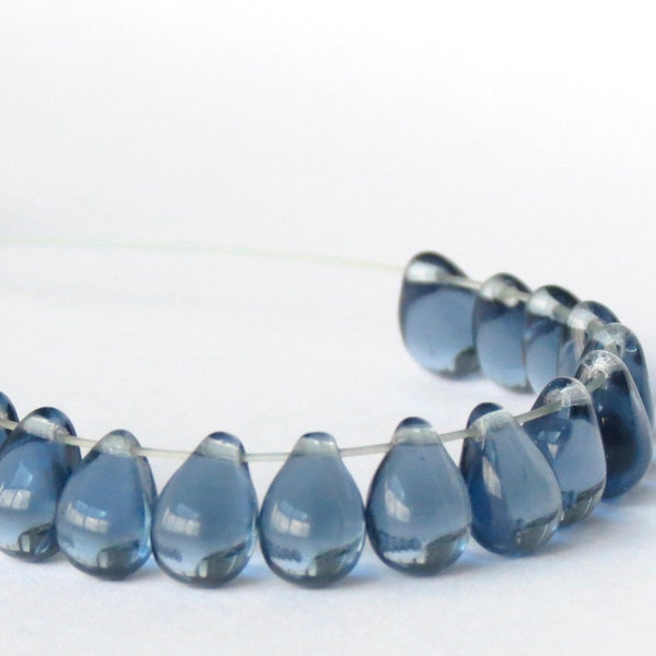 Czech Glass Teardrop Beads 9mm, 20pcs or 100 pcs, Montana Blue