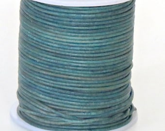 Full-grain leather cord 1.5mm round Navy blue 5 yard