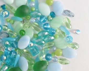 40 gr (about 1 1/5 oz) Glass Bead Mix, Sea Inspired Colors, Czech Glass