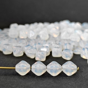 40 or 200pcs Opal White Bicone Beads Czech Glass 6mm DIY Beads for Jewelry Making