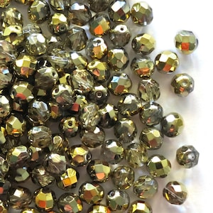 Czech Glass Beads 8mm Fire Polished Faceted Beads Round 20 pcs Crystal Lagoon