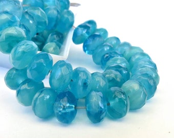 40 o 200 perline rondelle sfaccettate ceche blu acqua lucidate a fuoco – 4 perline in vetro trasparente da 7 mm per la creazione di gioielli