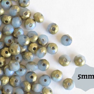 5mm Tiny Rondelle Czech Glass Beads  - Opal Golden Blue White? 80 or 400 pcs