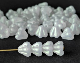 40 or 200 pcs Baby Bell Flower Beads 4*6mm Pearl Silver Wedding Jewelry Making Czech Glass Bead Craft