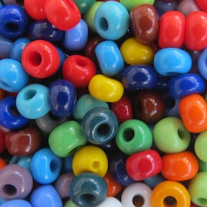 32/0 (circa 7,5 mm) Mix di perline di vetro ceco colorate - Perline macramè con foro grande
