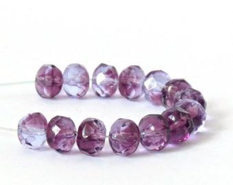 20 or 100 pcs Amethyst Purple Glass Rondelle Beads 8mm Firepolish Czech Beads
