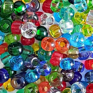 Mix di perline di vetro ceco 2/0 arcobaleno 60 gr/ 270 pz - perline macramè con foro grande per gioielli e artigianato colorati