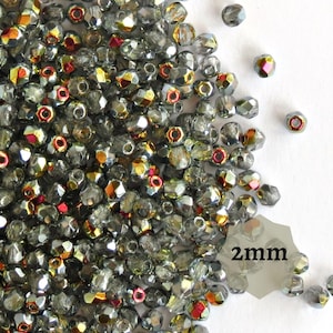 Marea Klare Tschechische feuerpolierte Perlen – 3 mm facettierte runde Glasperlen – 60 Stück Kleine Spacer Perlen