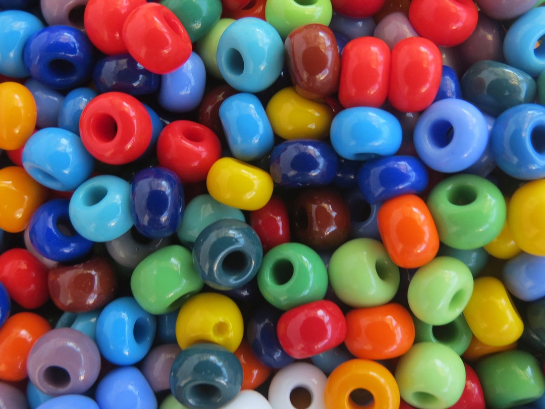 One Colorful R Bead 32/0 (about 7.5mm) Colorful Czech Glass Seed Bead Mix - Large Hole ...